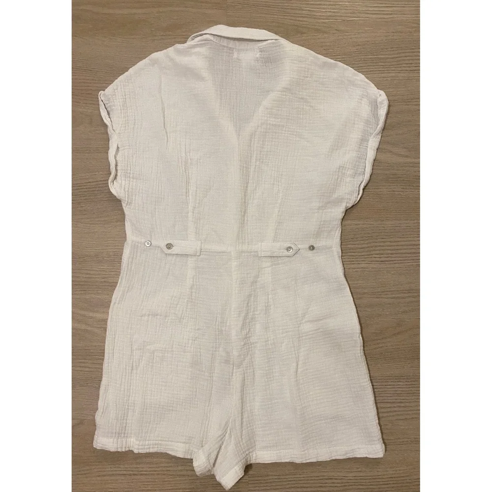 L*Space Mika Romper S White Gauze Cotton Cover Up Beach Vacation Resort
